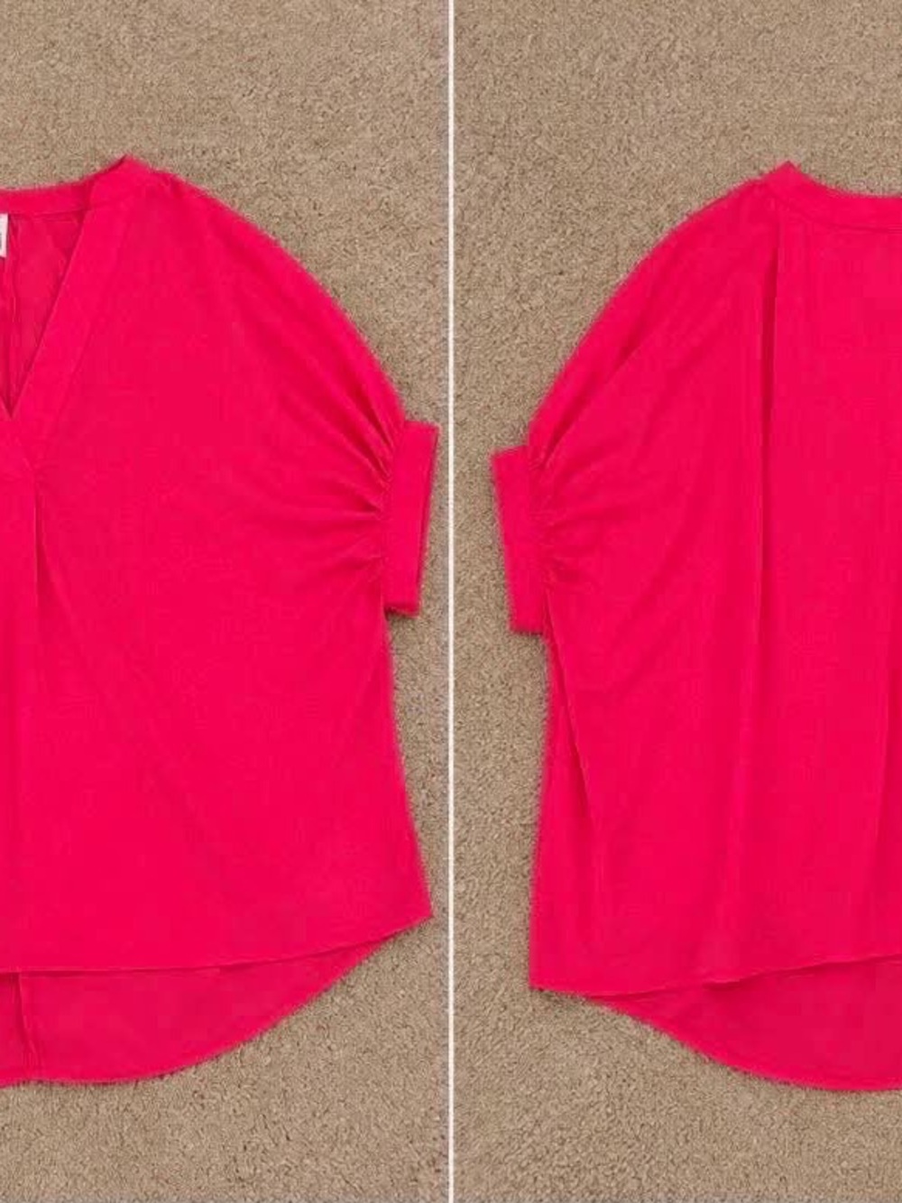 glam Hot Pink V-Neck Short Sleeve Dolman Top